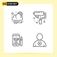 4 Creative Icons for Modern website design and responsive mobile apps 4 Outline Symbols Signs on White Background 4 Icon Pack vector