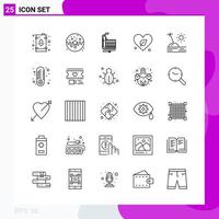 Line Icon set Pack of 25 Outline Icons isolated on White Background for Web Print and Mobile vector