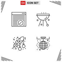 4 Icons Line Style Grid Based Creative Outline Symbols for Website Design Simple Line Icon Signs Isolated on White Background 4 Icon Set vector