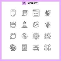 Set of 16 Vector Outlines on Grid for building rx website pharmacy sitting Editable Vector Design Elements