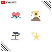 Mobile Interface Flat Icon Set of 4 Pictograms of medical develop pulse winner tools Editable Vector Design Elements