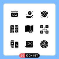 Set of 9 Modern UI Icons Symbols Signs for star map man speaker entertaiment Editable Vector Design Elements