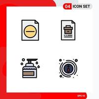 Mobile Interface Filledline Flat Color Set of 4 Pictograms of delete house business file product Editable Vector Design Elements