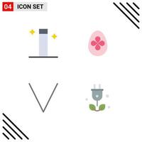 Modern Set of 4 Flat Icons Pictograph of magic down decoration egg tree Editable Vector Design Elements