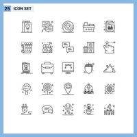 paquete de iconos de vector de stock de 25 signos y símbolos de línea para elementos de diseño de vector editables de etiqueta marina de impresora de mar anual