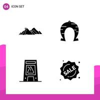 paquete de conjunto de iconos de glifo de 4 iconos sólidos aislados en fondo blanco para aplicaciones móviles y de impresión de diseño de sitios web receptivos vector