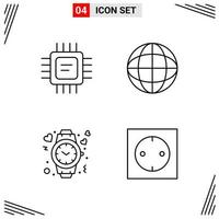 4 Icons Line Style Grid Based Creative Outline Symbols for Website Design Simple Line Icon Signs Isolated on White Background 4 Icon Set vector