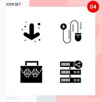 Vector Pack of 4 Icons in Solid Style Creative Glyph Pack isolated on White Background for Web and Mobile