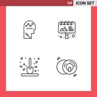 Line Pack of 4 Universal Symbols of user farm man advertising scoop Editable Vector Design Elements