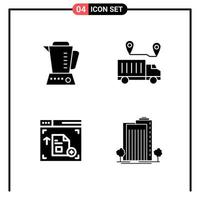 Set of 4 Solid Style Icons for web and mobile Glyph Symbols for print Solid Icon Signs Isolated on White Background 4 Icon Set vector