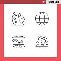 Line Pack of 4 Universal Symbols of bean business food health environment insight Editable Vector Design Elements