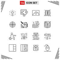 16 Icons Line Style Grid Based Creative Outline Symbols for Website Design Simple Line Icon Signs Isolated on White Background 16 Icon Set vector