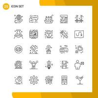 25 Icon Set Line Style Icon Pack Outline Symbols isolated on White Backgound for Responsive Website Designing vector