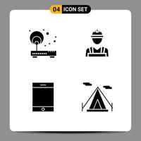 Set of 4 Modern UI Icons Symbols Signs for access device point builder tablet Editable Vector Design Elements