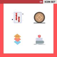 Pack of 4 Modern Flat Icons Signs and Symbols for Web Print Media such as chopping design tool dessert square Editable Vector Design Elements