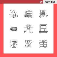 9 Icon Pack Line Style Outline Symbols on White Background Simple Signs for general designing vector