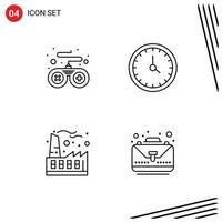 Set of 4 Modern UI Icons Symbols Signs for controller factory call contact us industry Editable Vector Design Elements