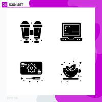 Solid Icon set Pack of 4 Glyph Icons isolated on White Background for Web Print and Mobile vector