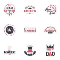 HAPPY FATHERS DAY 9 Black and Pink HOLIDAY HAND LETTERING VECTOR HAND LETTERING GREETING TYPOGRAPHY Editable Vector Design Elements
