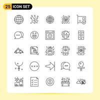 25 iconos creativos para el diseño moderno de sitios web y aplicaciones móviles receptivas 25 símbolos de contorno signos sobre fondo blanco paquete de 25 iconos vector