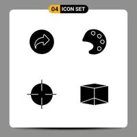 Set of 4 Commercial Solid Glyphs pack for basic symbolism ui tools box Editable Vector Design Elements