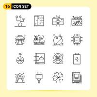 16 iconos creativos para el diseño moderno de sitios web y aplicaciones móviles receptivas 16 símbolos de contorno signos sobre fondo blanco paquete de 16 iconos vector