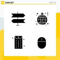 Collection of 4 Universal Solid Icons Icon Set for Web and Mobile vector