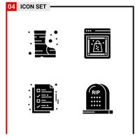 4 General Icons for website design print and mobile apps 4 Glyph Symbols Signs Isolated on White Background 4 Icon Pack vector