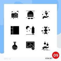 9 Universal Solid Glyph Signs Symbols of dna tree filter night layout Editable Vector Design Elements