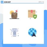 Modern Set of 4 Flat Icons and symbols such as pineapple column drink security arrow Editable Vector Design Elements