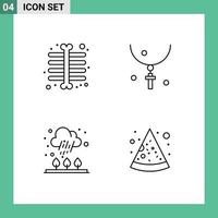 conjunto de 4 iconos de interfaz de usuario modernos signos de símbolos para elementos de diseño vectorial editables en frío de vacaciones cruzadas en la nube del pecho vector