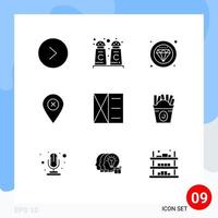 Pack of 9 Modern Solid Glyphs Signs and Symbols for Web Print Media such as wallet fashion quality accessories navigation Editable Vector Design Elements