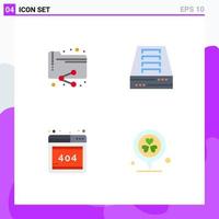 Set of 4 Modern UI Icons Symbols Signs for share error folder drawer flower Editable Vector Design Elements