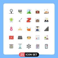 User Interface Pack of 25 Basic Flat Colors of cupping romance achieved love bag Editable Vector Design Elements