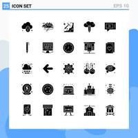 Modern Set of 25 Solid Glyphs and symbols such as chat creative crack cloud pick Editable Vector Design Elements