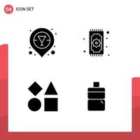 Set of 4 Modern UI Icons Symbols Signs for champagne bar location geometric rug islam toy Editable Vector Design Elements