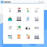 Pictogram Set of 16 Simple Flat Colors of log scanning chat scanner recognition Editable Pack of Creative Vector Design Elements