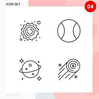 Vector Pack of 4 Icons in Line Style Creative Outline Pack isolated on White Background for Web and Mobile