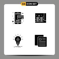 Pictogram Set of 4 Simple Solid Glyphs of card cube farm small box Editable Vector Design Elements