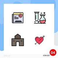 4 Creative Icons Modern Signs and Symbols of copy tube right flasks home Editable Vector Design Elements