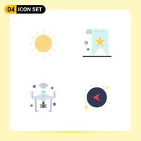 Group of 4 Modern Flat Icons Set for sun reputation sunrise favorite internet Editable Vector Design Elements