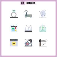 9 iconos creativos signos y símbolos modernos de producción fábrica camisa sitio web marcador elementos de diseño vectorial editables vector