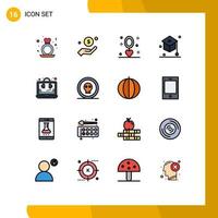 Universal Icon Symbols Group of 16 Modern Flat Color Filled Lines of school education charity wedding holiday Editable Creative Vector Design Elements