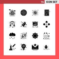 16 Icon Pack Solid Style Glyph Symbols on White Background Simple Signs for general designing vector