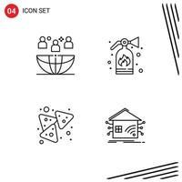 4 Universal Line Signs Symbols of freelance food meeting fire snack Editable Vector Design Elements