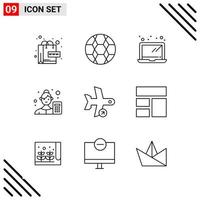 Pixle Perfect Set of 9 Line Icons Outline Icon Set for Webite Designing and Mobile Applications Interface vector