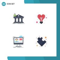 Editable Vector Line Pack of 4 Simple Flat Icons of architecture tutorials building idea media Editable Vector Design Elements