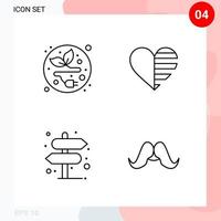 Vector Pack of 4 Icons in Line Style Creative Outline Pack isolated on White Background for Web and Mobile