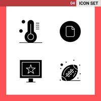 4 Icon Pack Solid Style Glyph Symbols on White Background Simple Signs for general designing vector