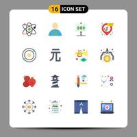 Group of 16 Flat Colors Signs and Symbols for currency molecule sign atom sale Editable Pack of Creative Vector Design Elements